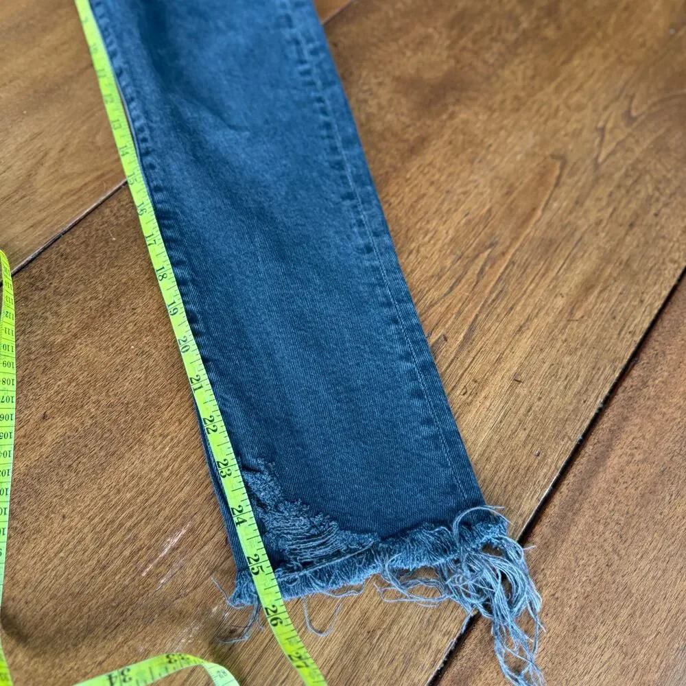 Agolde Toni Mid Rise Straight Leg Distressed Jeans Black‎ Denim Sz 26 Revolve